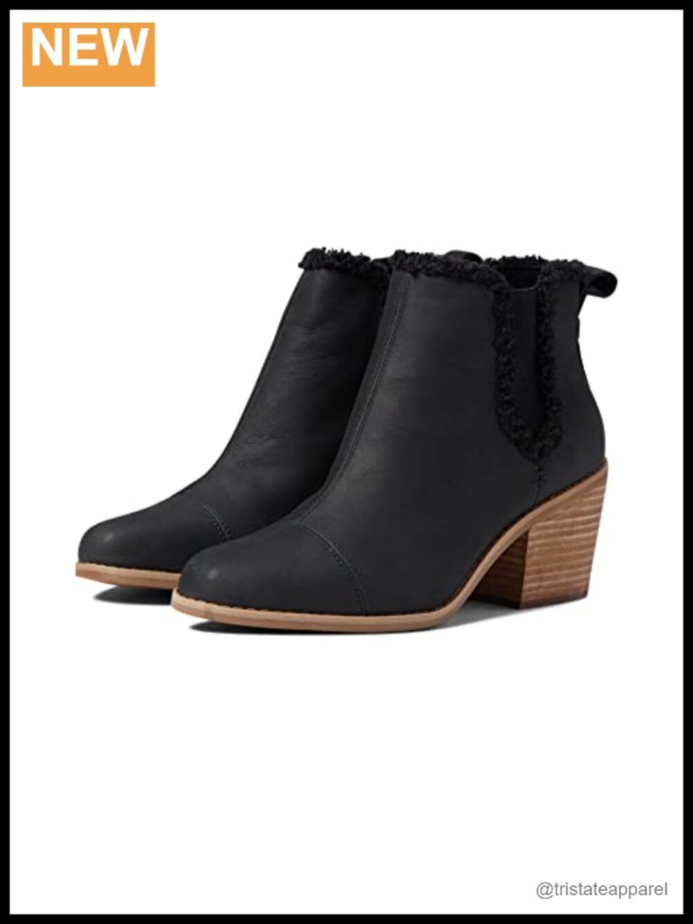TOMS Everly Suede Leather Ankle Bootie Chelsea Block Heel